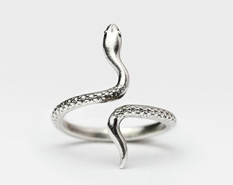 Silver Snake Ring, Serpent Ring, Adjustable Snake Band, Snake Jewelry, Highly Detailed, Free Gift Box + Ready To Give