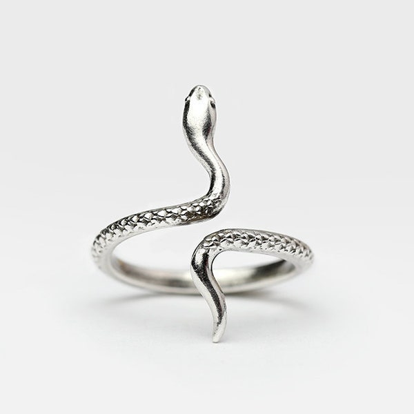 Silver Snake Ring, Serpent Ring, Adjustable Snake Band, Snake Jewelry, Highly Detailed, Free Gift Box + Ready To Give