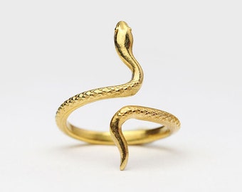 Adjustable Gold Snake, Snake Band, Serpent Ring, Snake Jewelry, Midi Pinky + Free Gift Box + Low Shipping