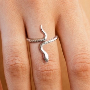 Silver Snake Ring, Serpent Ring, Adjustable Snake Band, Snake Jewelry, Highly Detailed, Free Gift Box + Ready To Give