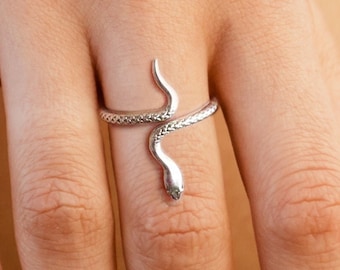 Silver Snake Ring, Serpent Ring, Adjustable Snake Band, Snake Jewelry, Highly Detailed, Free Gift Box + Ready To Give