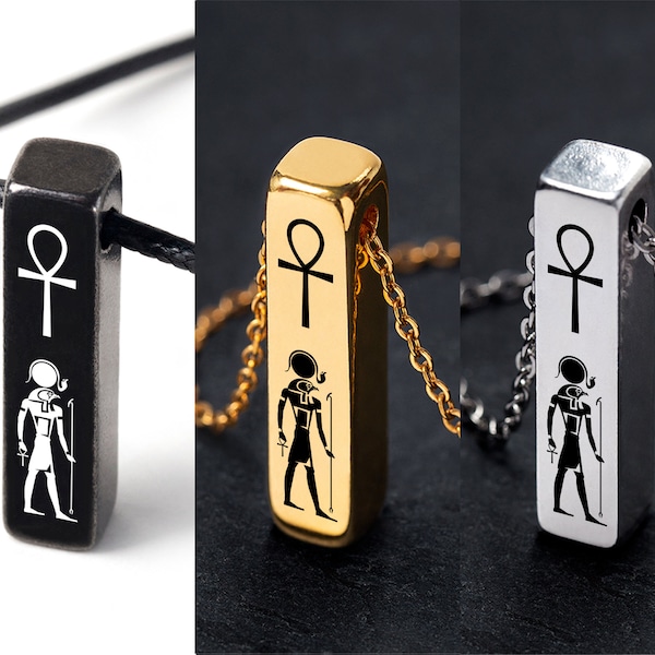 Ra God Bar Necklace, Egyptian God of Sun, First Pharaoh Necklace, Life Creator, Egyptian Symbol Jewelry, Can Be Personalized