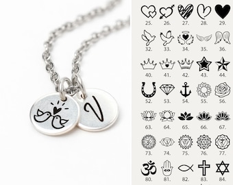 Personalized Initial Disc Necklace, Custom Monogram Necklace, Silver Disc Necklace, Minimalist Silver Jewelry
