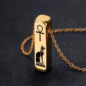 Gold Egyptian Cat Goddess Necklace, Bastet, Bast Goddess Jewelry, Siamese Cat Necklace, Egyptian Symbol Jewelry, Can Be Personalized
