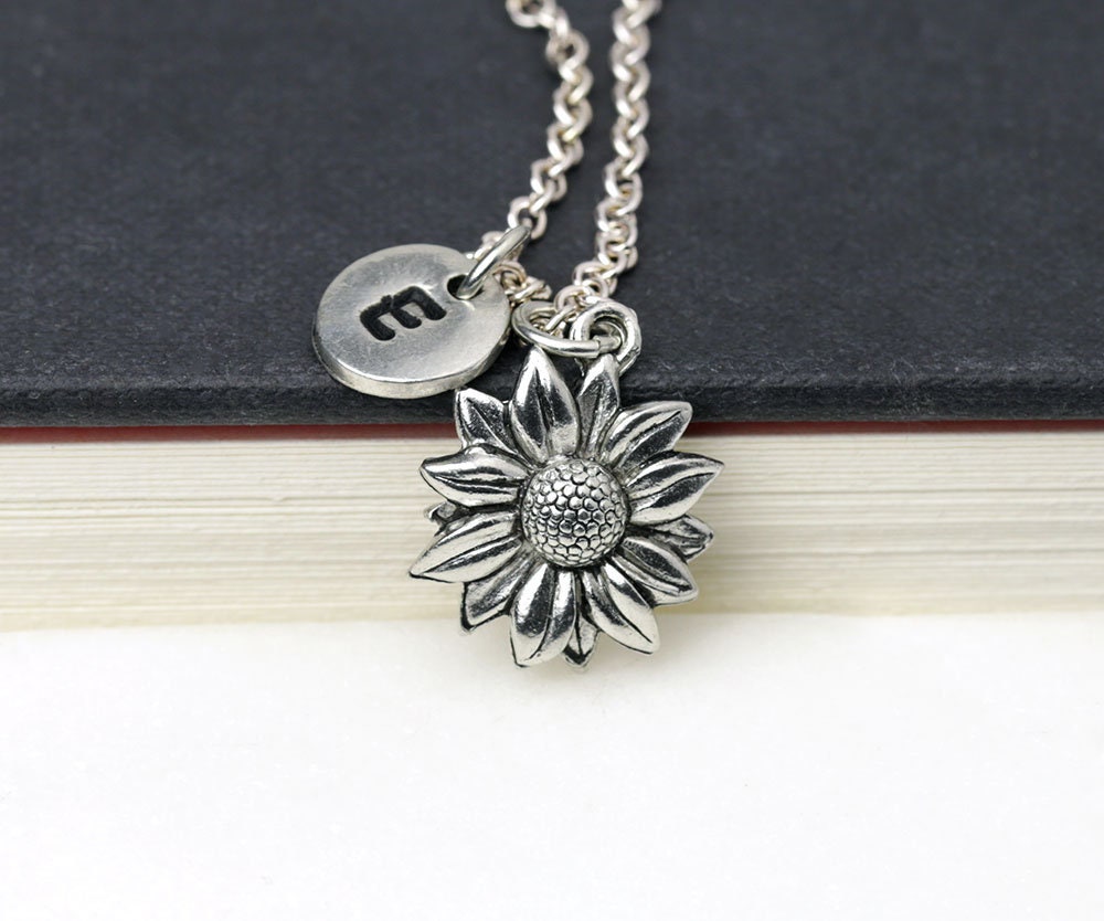 Antique Silver Sunflower Necklace Silver Flower Necklace Etsy