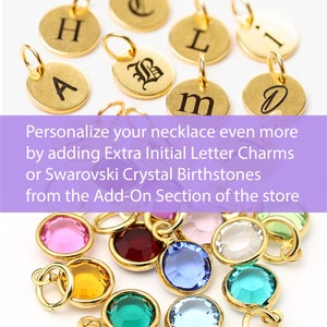 May include: Gold-toned initial letter charms and crystal birthstone charms.  Personalise your necklace even more by adding Extra Initial Letter Charms or Swarovski Crystal Birthstones from the Add-On Section of the store.