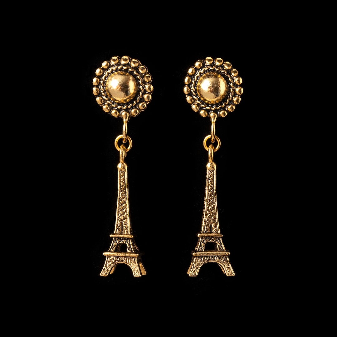 Gold Eiffel Tower Stud Earrings Eiffel Tower Jewelry Paris Etsy