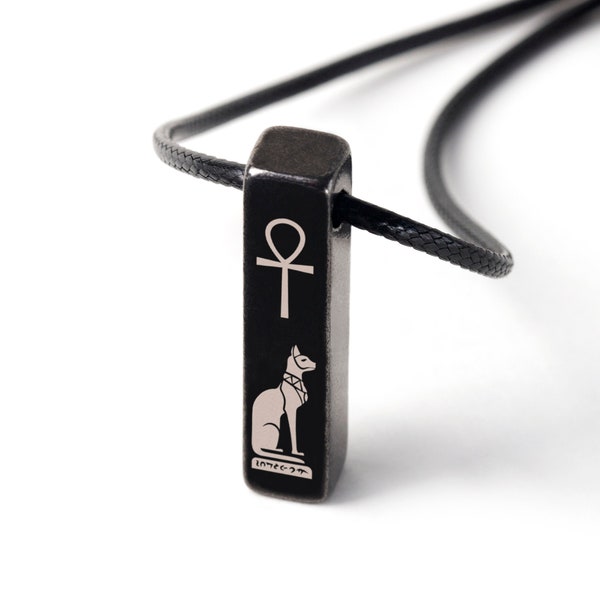 Egyptian Cat Goddess Necklace, Bastet, Bast Goddess Jewelry, Siamese Cat Necklace, Egyptian Symbol Jewelry, Can Be Personalized