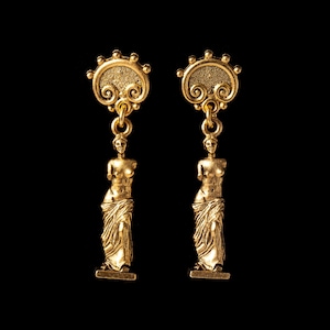 Gold Aphrodite of Milos Stud Earrings, Aphrodite Statue, Venus De Milo Post Earrings, Antique Gold Aphrodite Jewelry, Art History Earrings