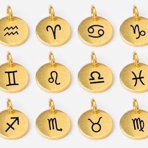 Gold Zodiac Sign Charms, Astrological Symbols, Horoscope Charms, 10mm - 3/8&quot;