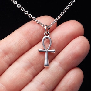 Silver Ankh Necklace, Egyptian Cross of Life Necklace, Egyptian Symbol Jewelry, Egyptian Cross Pendant
