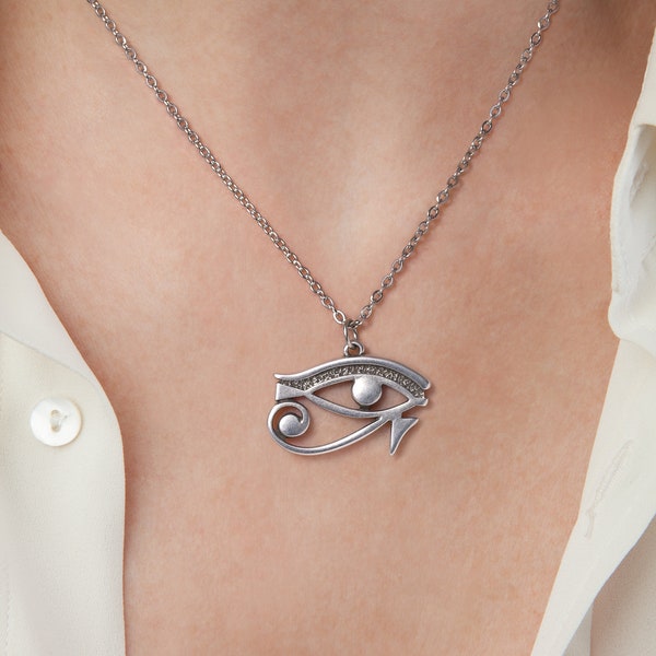 Silver Eye of Horus Necklace, The Eye of Ra Pendant, Protection Amulet, Egyptian Symbol Jewelry, Ready To Give