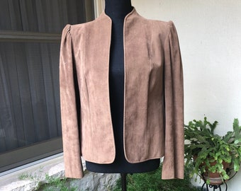 Women's Vintage Brown Suede Long Sleeved Jacket by Jo Hardin