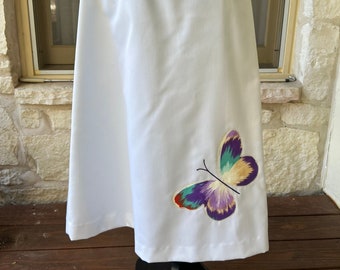 Women's Vintage Jo Hardin Originals Size 12 White Embroidered Butterfly Wrap Skirt