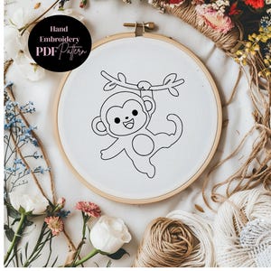 Pacchetto di disegni da ricamo virali Monkey Punch: modello PDF Stick and Stitch