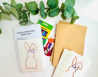 Hand Stitched Embroidery Card Kit: DIY Craft Activity
