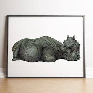 Rhino,  Rhinoceros, Wall hanging, Wall art, Wall decor, Wall print, Rhino print, Rhino clipart, Watercolor clipart, Digital download, JPG