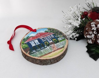 Christmas Custom  hand painted ornament. Custom ornaments. Merry Christmas, wood slice ornament. Gift