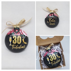 Custom hand painted ornament. Disc glass ornament. Birthday, christmas ornament. Gift.
