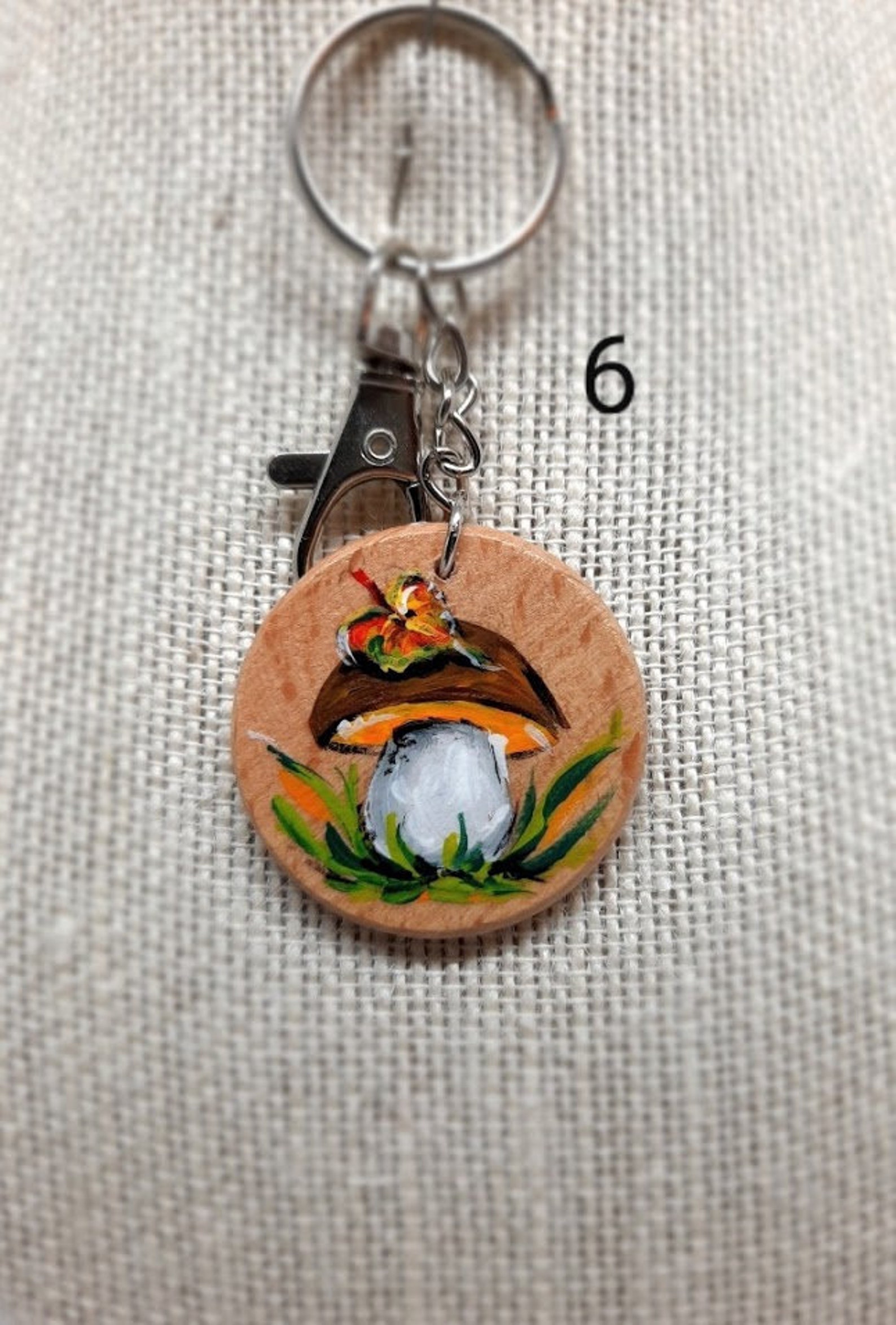 Hand Painted Keyring. Wooden Keychain. Acrylic painted Etsy