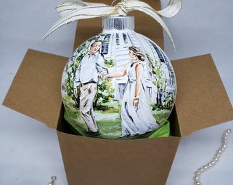 Custom hand painted ornament. Custom wedding ornament. Original painted wedding ornament. Bride Groom gift.Anniversary ornament.Wedding gift