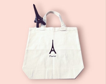 Paris Tote Bag, Eiffel Tower Tote Bag, Paris Natural Canvas Bag, France Tote Bag, Shopping Bag, Paris Lover Gift, France Theme Bag