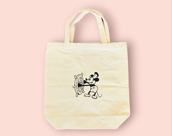 Steamboat Willie aka Mickey Mouse bag, tote bag for Disney trip, Disney Steamboat Willie inspired bag, canvas Magic Kingdom World Mickey
