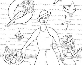 Beach Coloring Pages Books Childrens Page Adult Printable Color Digital Art
