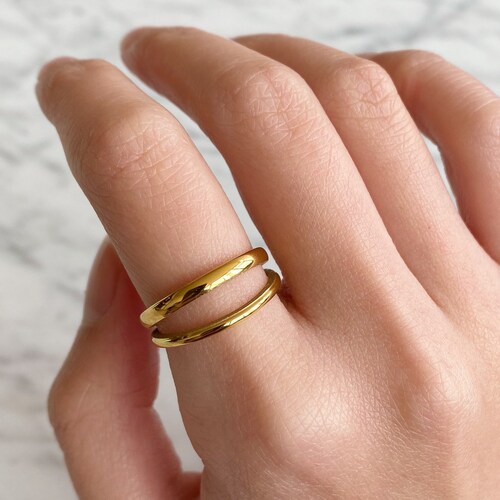 Double Band Ring Gold Double Ring Gold Rings for Women Etsy