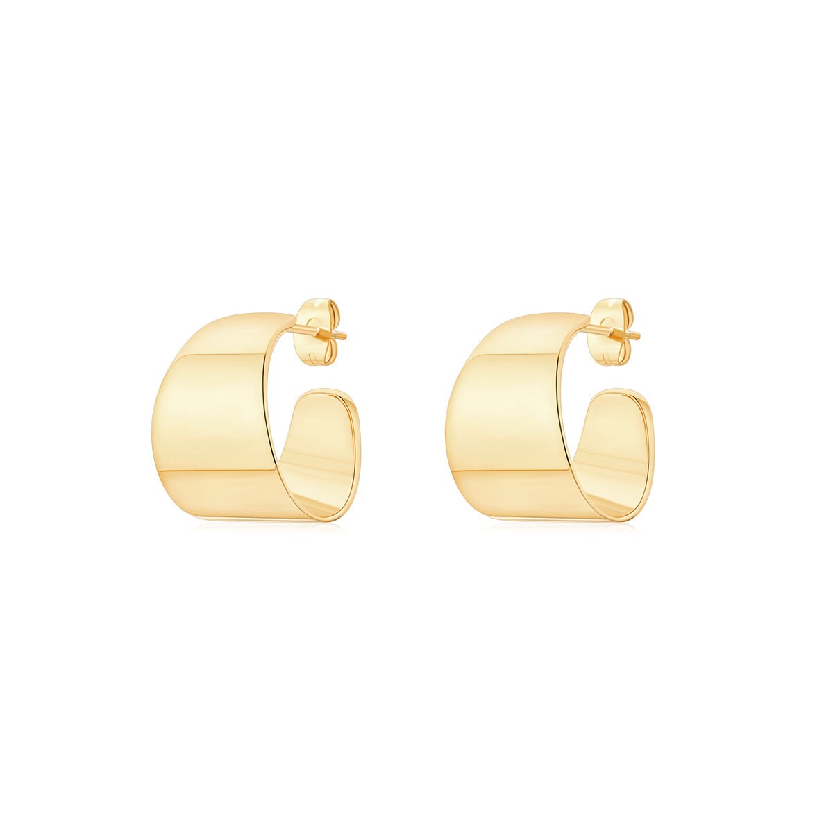 14k Gold Plated Hoop Earrings Statement Earrings Chunky Gold - Etsy