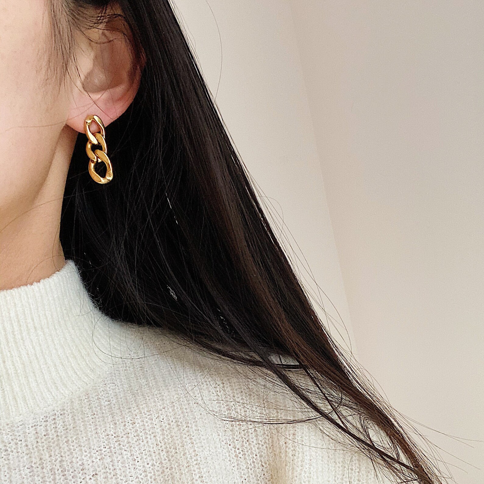 Gold Chain Link Drop Earrings Gold Dangle Earrings Long Gold Etsy