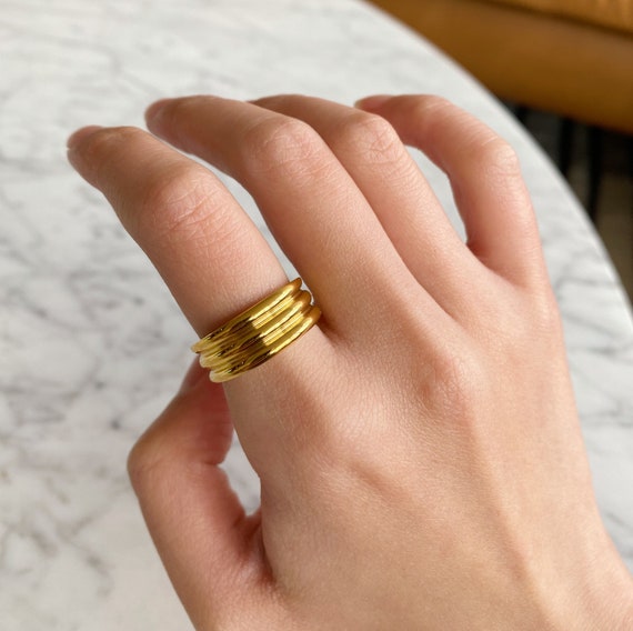 Gold Leaf Ring Adjustable (US8-10) / 18K Gold