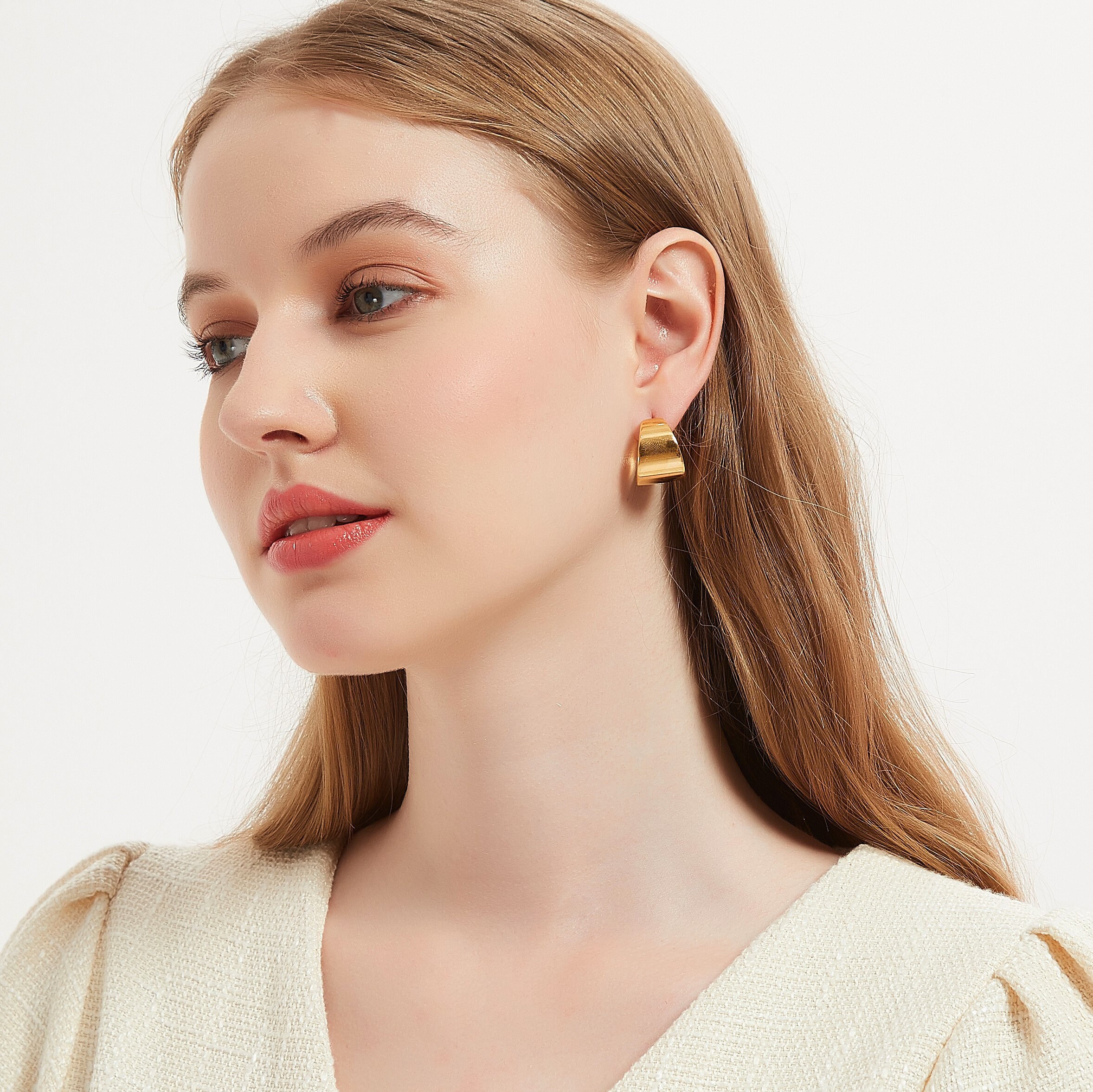 14k Gold Plated Hoop Earrings Statement Earrings Chunky Gold Etsy