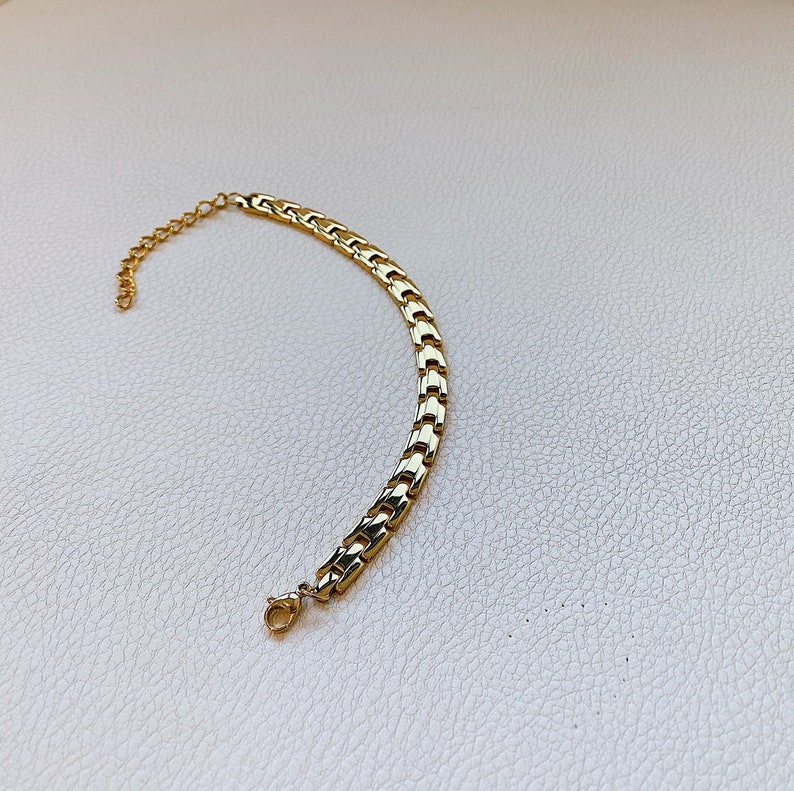 14k Gold Chunky Bracelet Gold Panther Link Bracelet Gold | Etsy