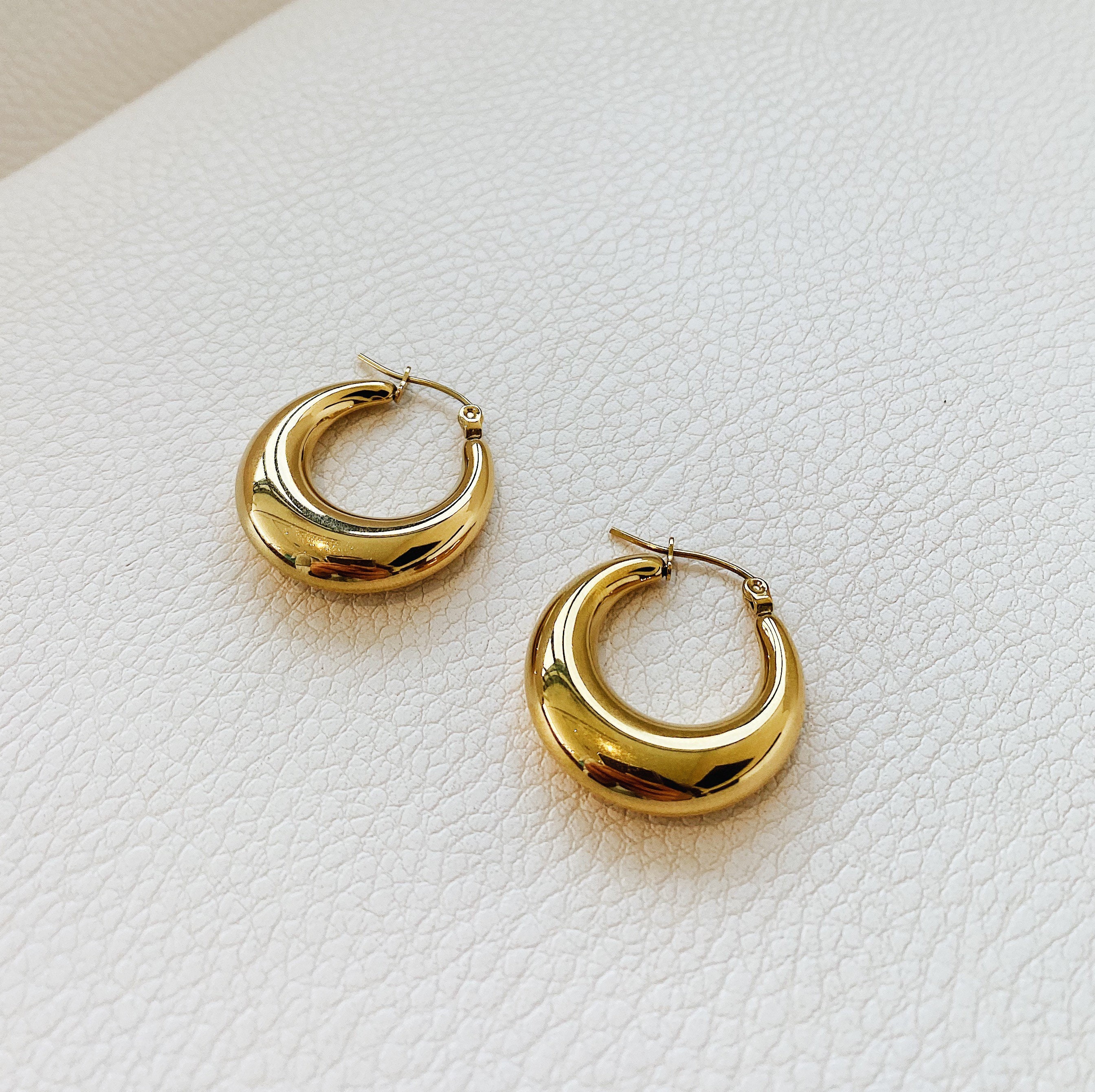 25mm 14k Gold Plated Hoop Earrings Chunky Gold Hoops Thick - Etsy UK