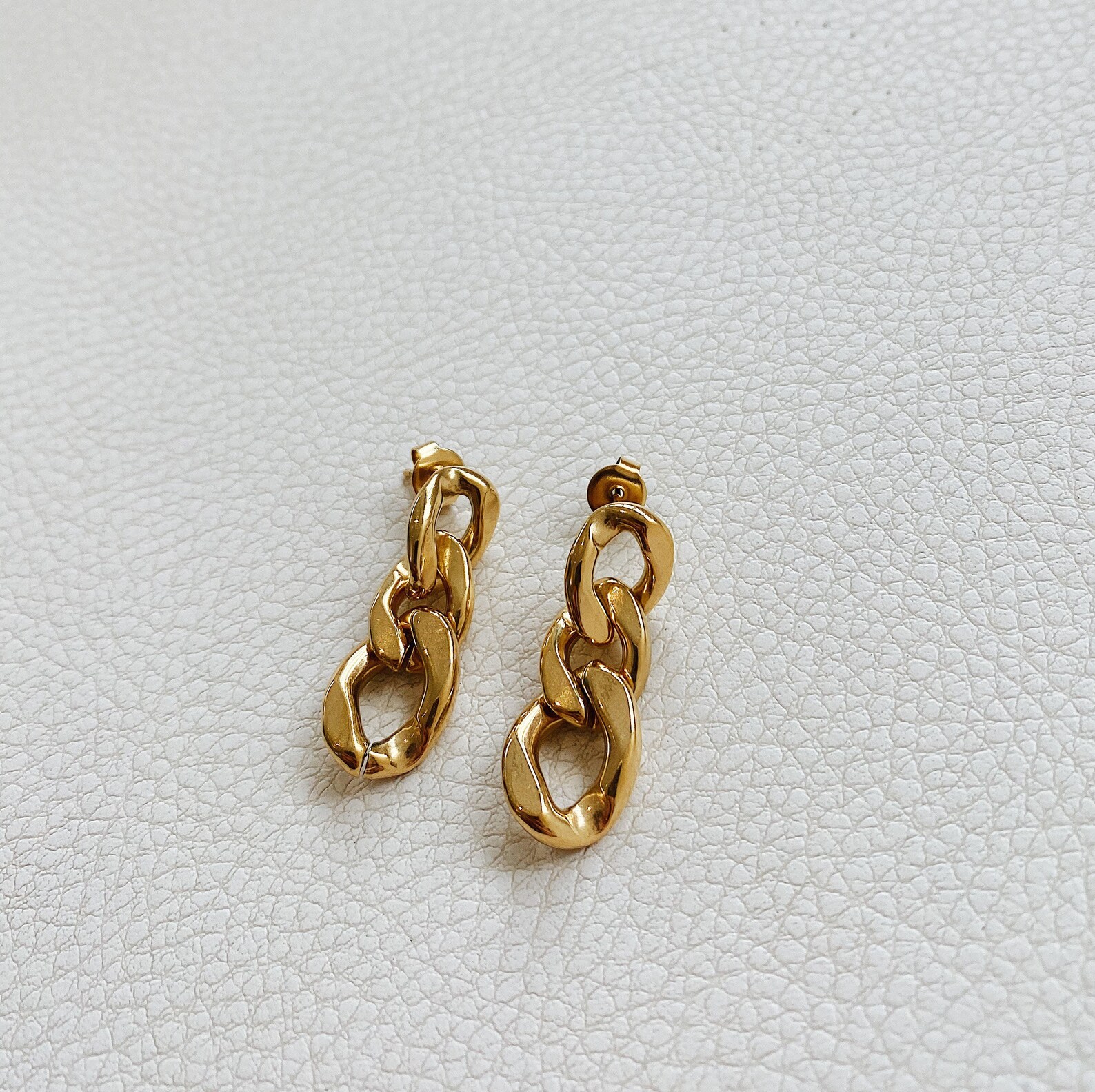 Gold Chain Link Drop Earrings Gold Dangle Earrings Long Gold Etsy