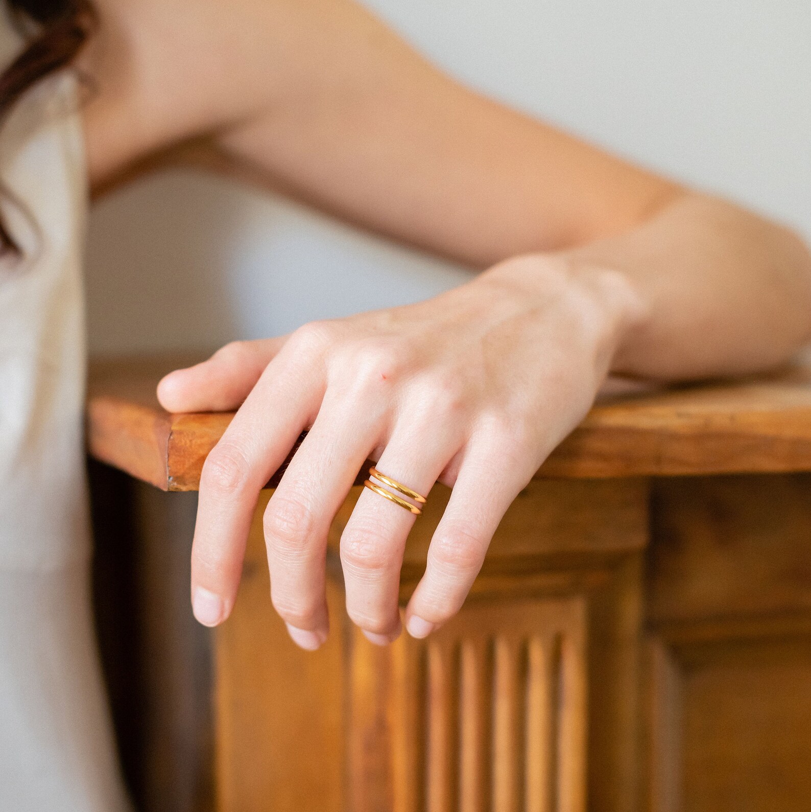 Double Band Ring Gold Double Ring Gold Rings for Women Etsy