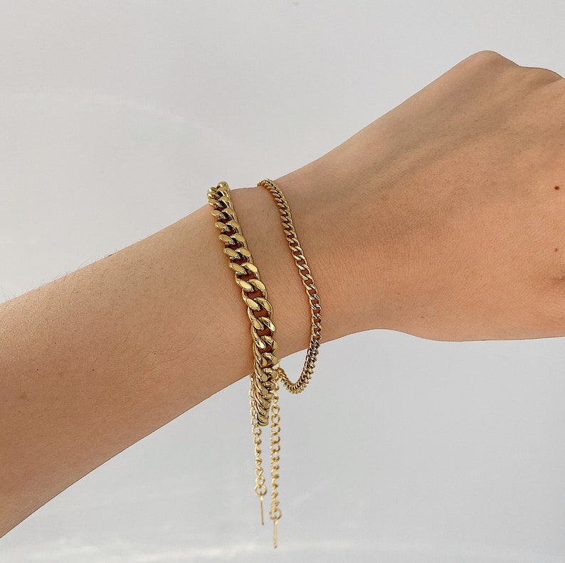 Gold curb chain bracelet womens Clearance