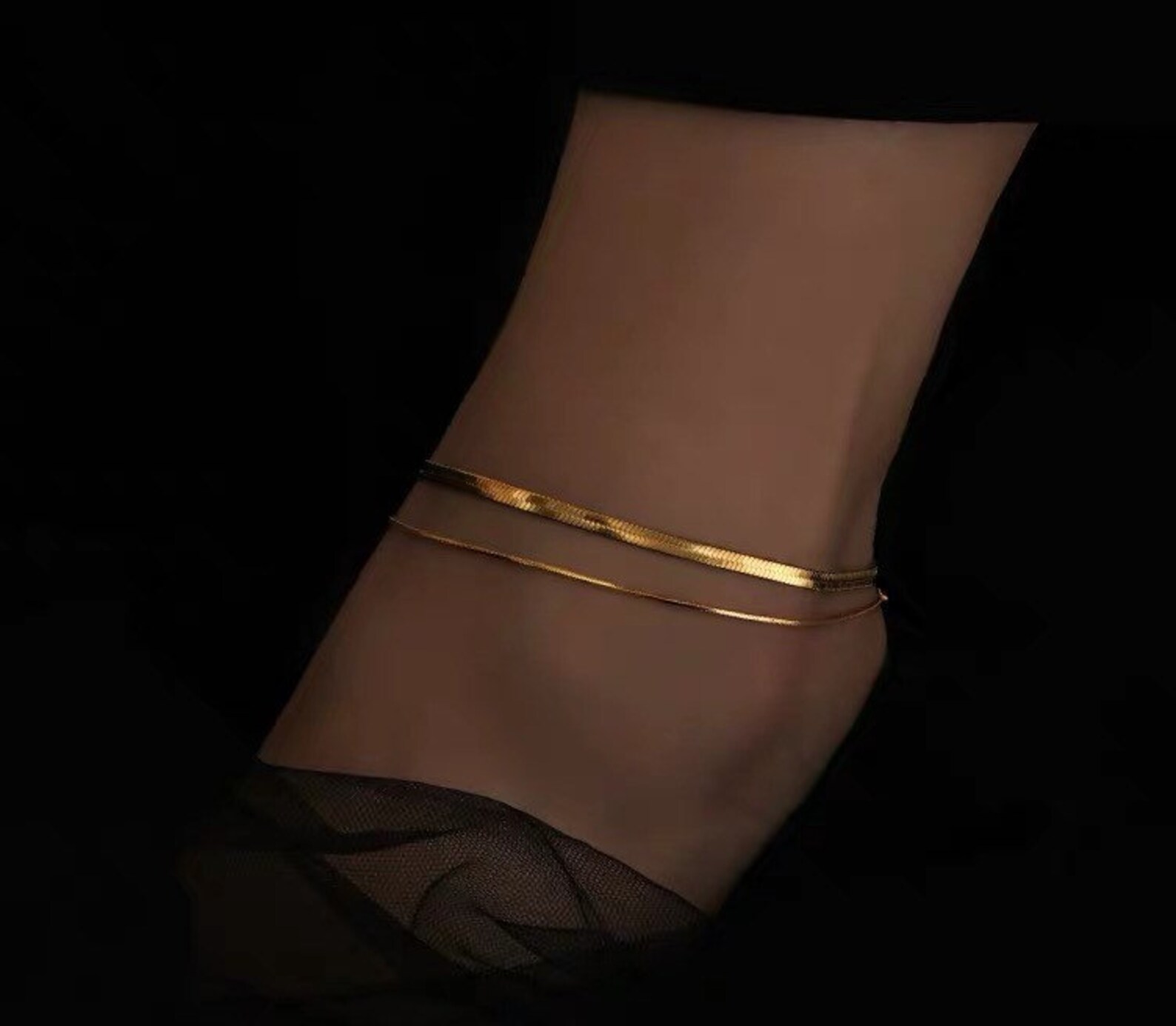 Gold Herringbone Anklet Dainty Gold Herringbone Anklet Etsy