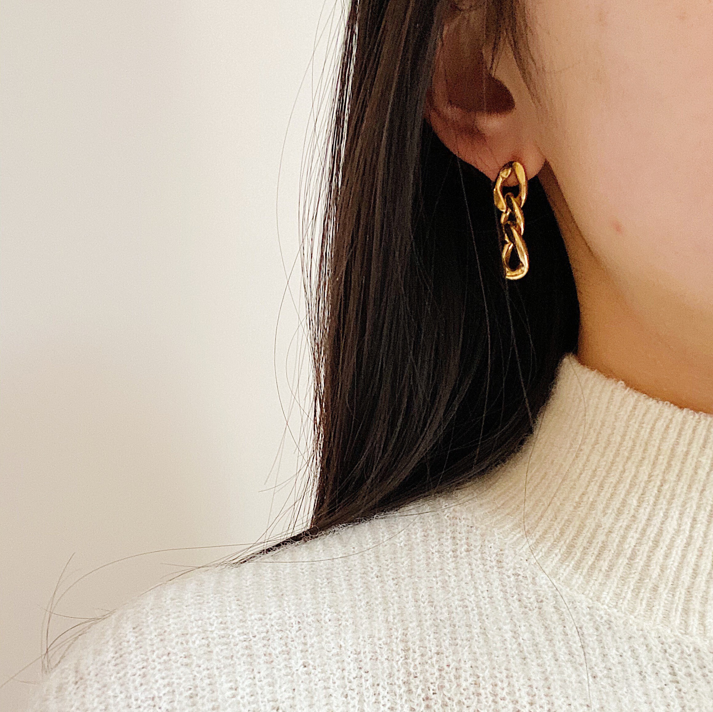 Gold Chain Link Drop Earrings Gold Dangle Earrings Long Gold Etsy