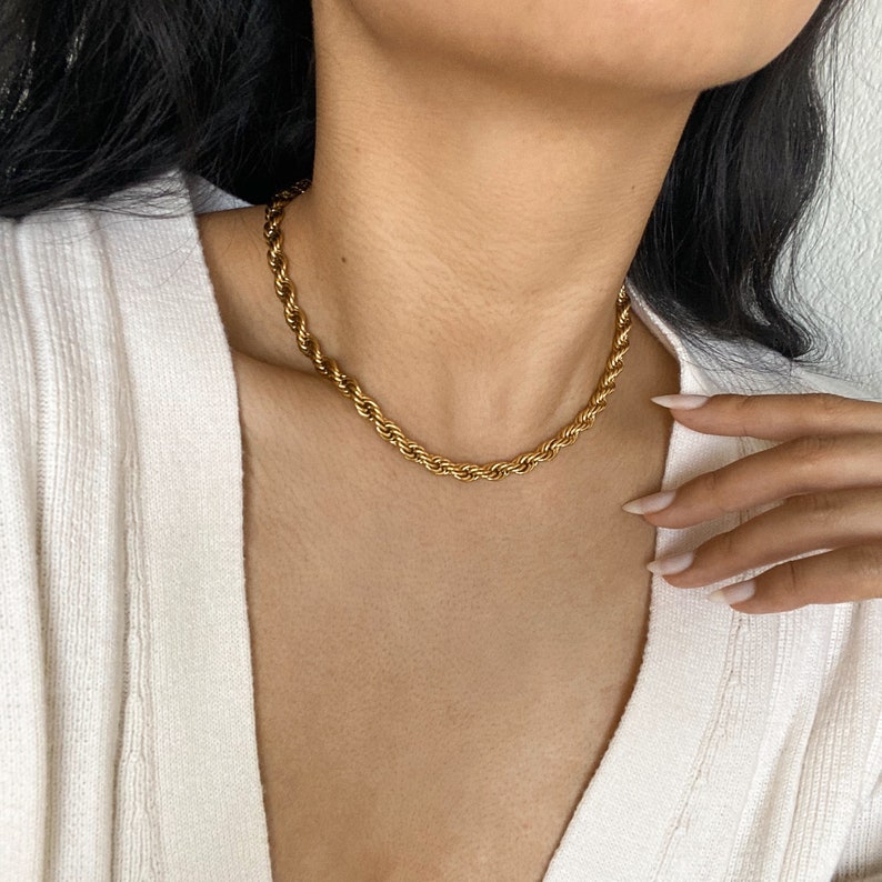 Gold Rope Twist Chain Chunky Chain Necklace Gold Rope Chain Etsy