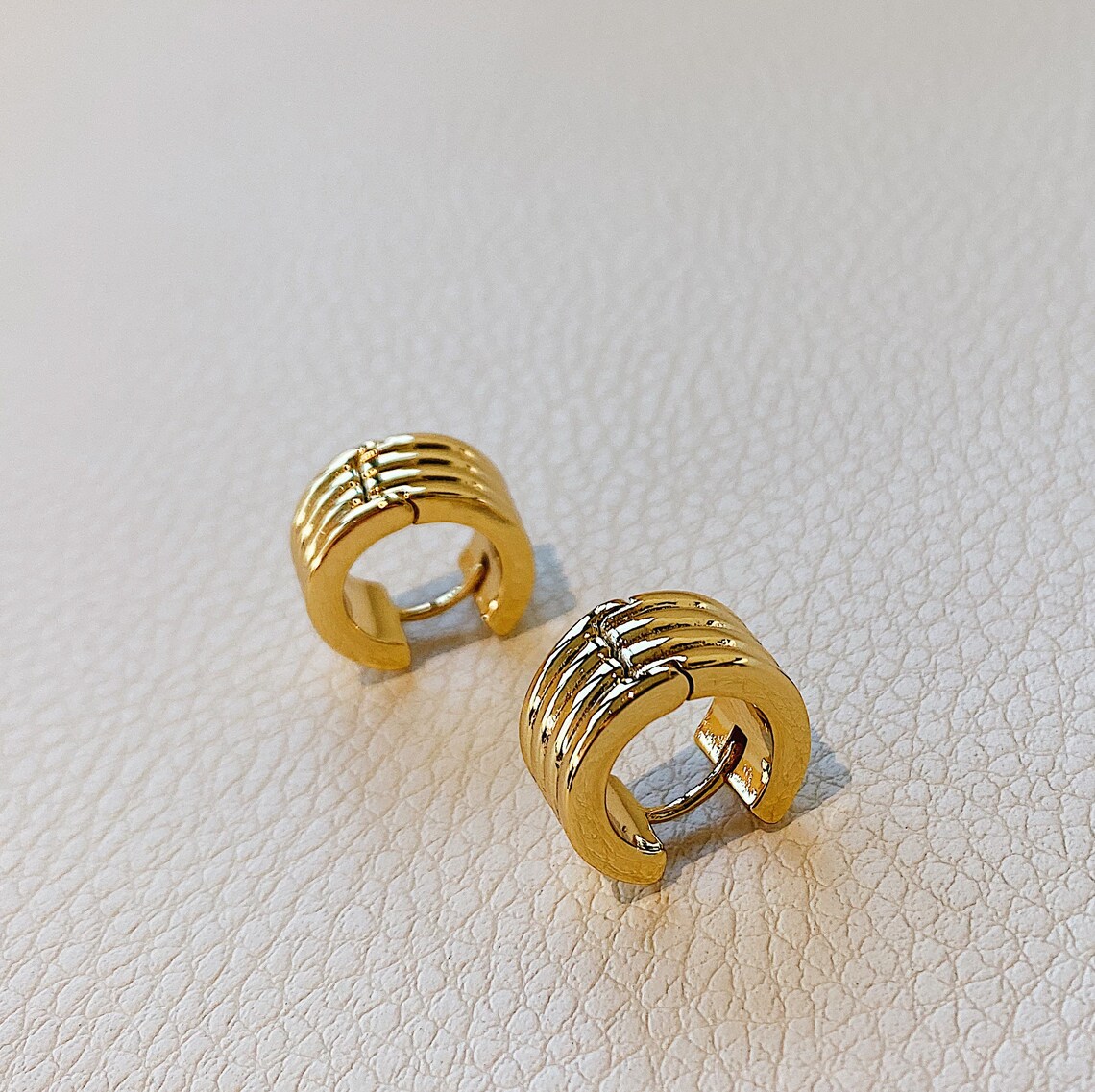 chunky gold huggie hoops