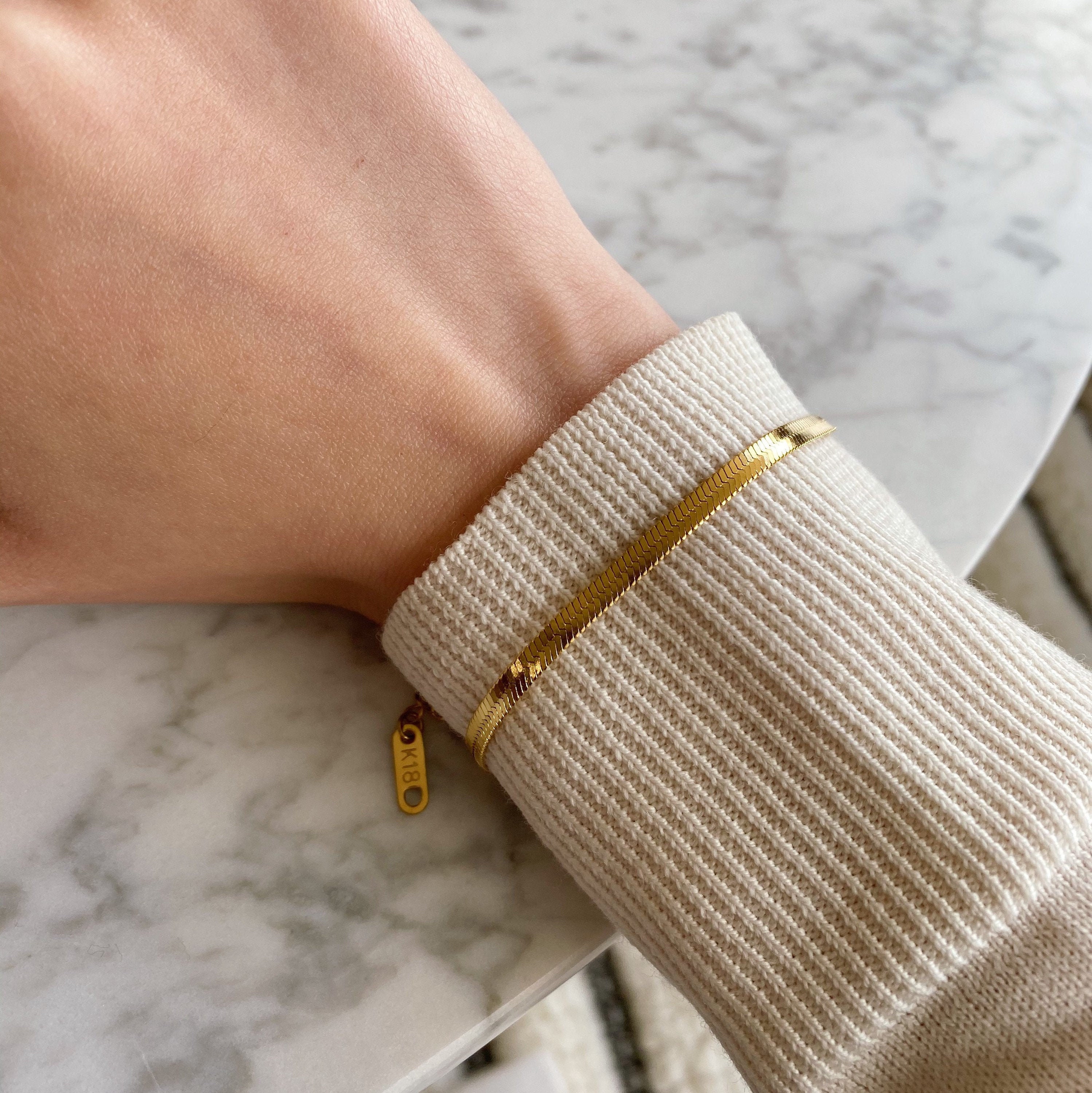 18k gold on sale herringbone bracelet