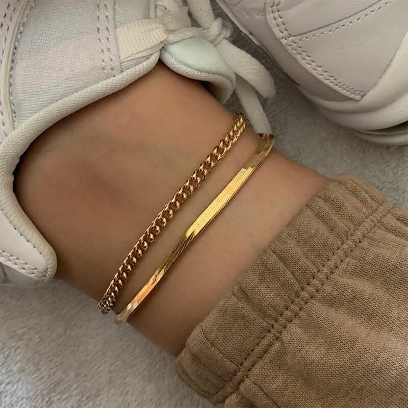 Gold herringbone anklet deals