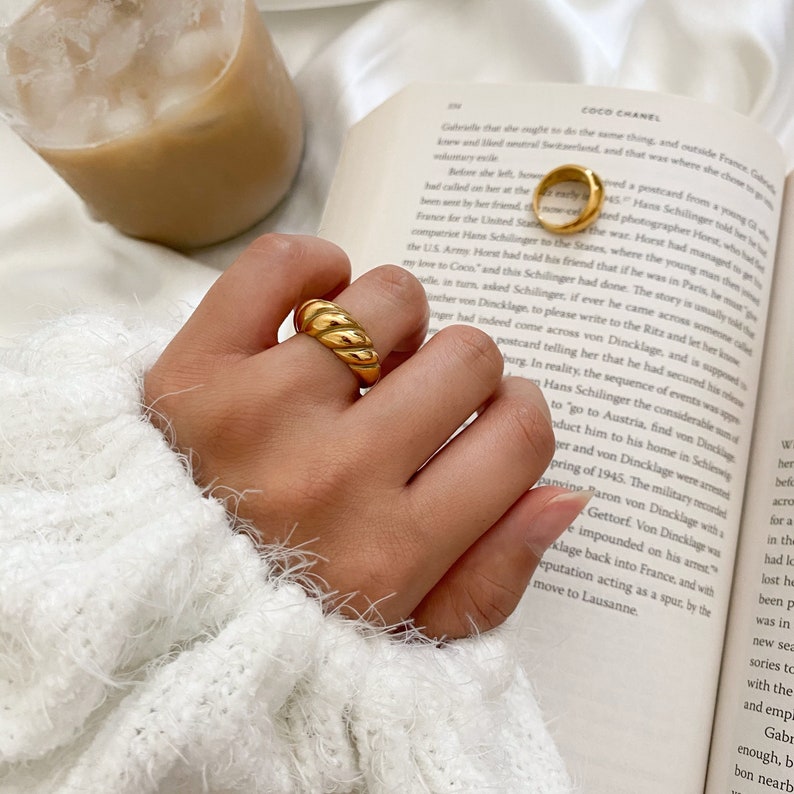 14k Dome Croissant Ring Gold Chunky Ring Gold Rings for - Etsy