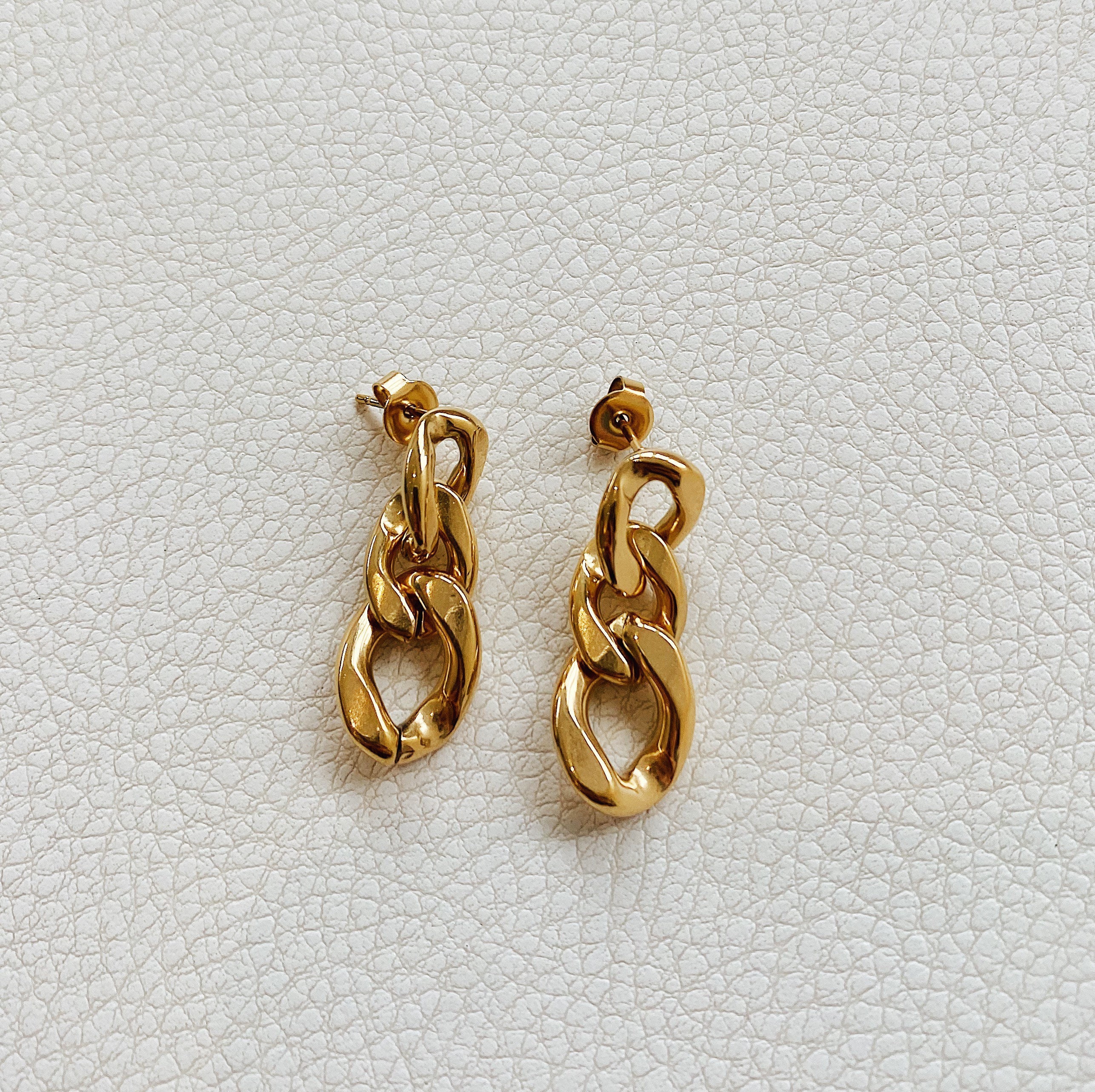 Gold Chain Link Drop Earrings Gold Dangle Earrings Long Gold Etsy