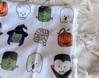 QUICK SHIP, LOVEY, Spooky Boo Bucket Filler, Minky Halloween Friends Baby Crib Blanket, Fall Lovey, Mamas Boo, Pumpkin Baby, Stroller Lovie
