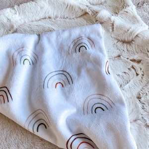 READY to Ship, Neutral Rainbow LOVEY, Rainbow Baby Blanket, Minky Crib Blanket, Baby Shower Gift, Rainbow Baby Neutral, Boho Crib Bedding
