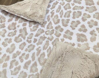 Minky Neutral Leopard Baby Crib Blanket, Throw Blanket, Neutral Cheetah Lovey Blanket, Newborn Baby Shower Gift, Neutral Animal Print Lovey