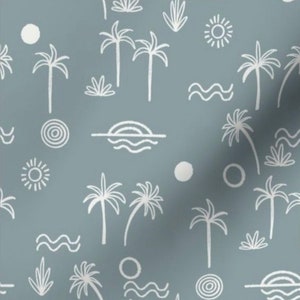 Soft Blue & Ivory Baby Crib Blanket, Beach Ocean Nursery crib Bedding, Palm Tree Sun and Waves Changing Pad Cover, Swaddle, Nursing Pillow